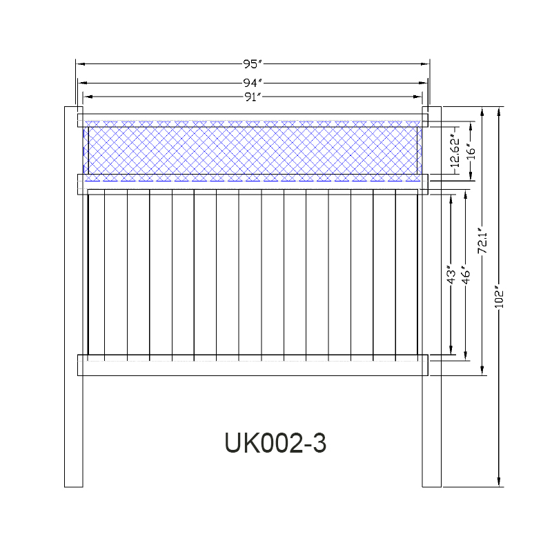 4'x 8'現代乙烯基隱私圍欄，頂部格子